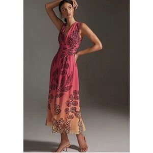 ANTHROPOLOGIE | NWT Verb by Pallavi Singhee V-Neck Ombre Maxi Dress, Size Large
